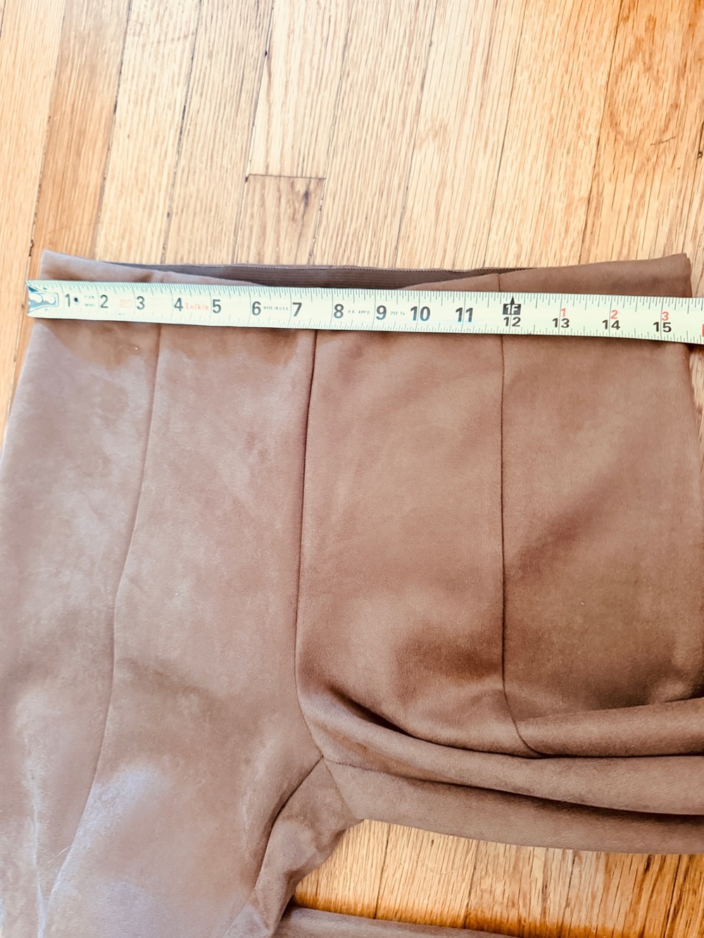 LOFT Camel Brown High-Rise Faux Suede Stretch Ankle Pants Side Zip | M - Picture 6 of 11